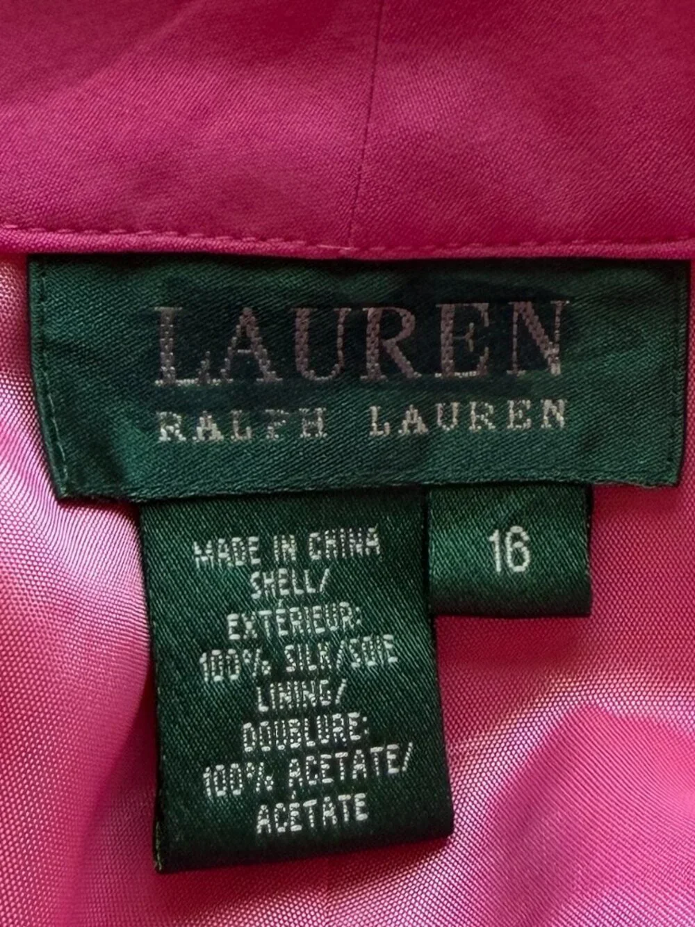 Lauren Ralph Lauren 100% Silk Hot Pink Wide Leg Trousers Size 16